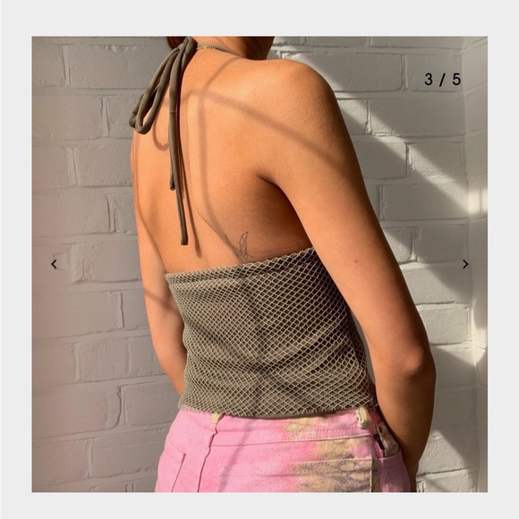 New Stephanie Liasis handmade army green triangle halter small - Picture 3 of 3